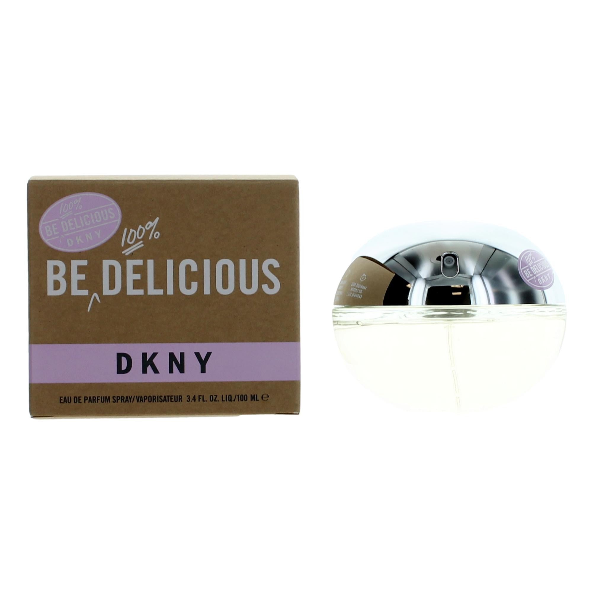 Bottle of Be 100 pct Delicious DKNY by Donna Karan, 3.4 oz Eau de Parfum Spray for Women